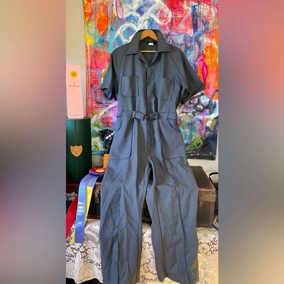 Retro Vintage Zoot Suit Leisure One Piece Zip Front Boiler Onsey - Picture 1 of 6